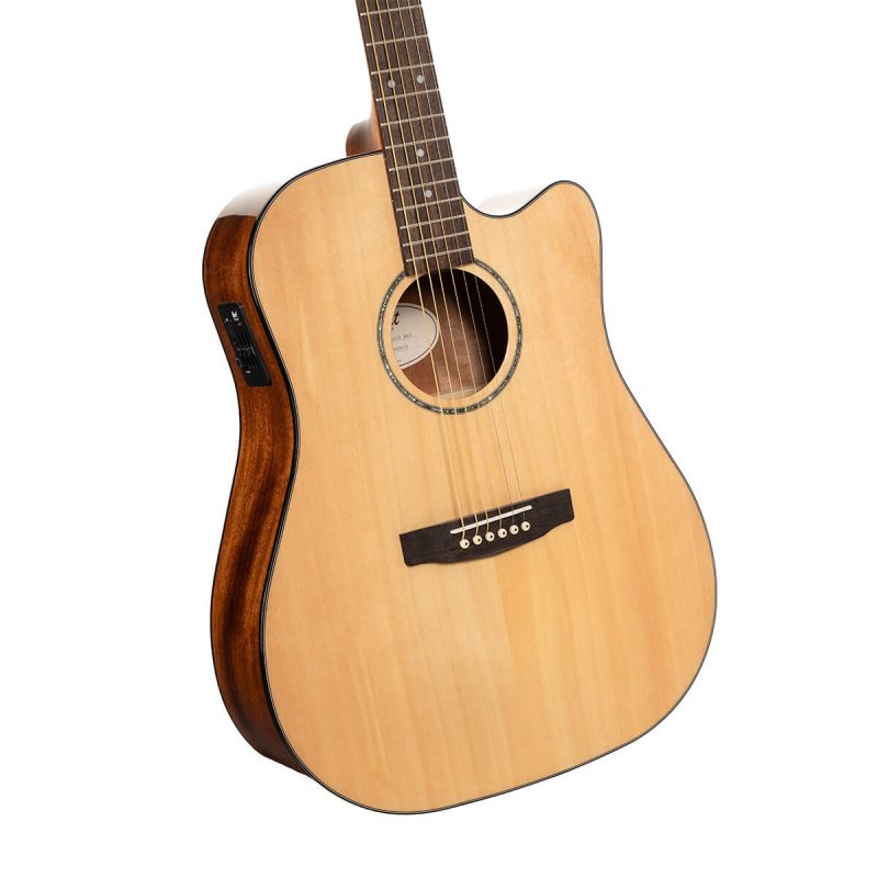 Cort EARTH60CENAT Earth Series 60 Dreadnought Acoustic Electric Guitar, Natural Glossy