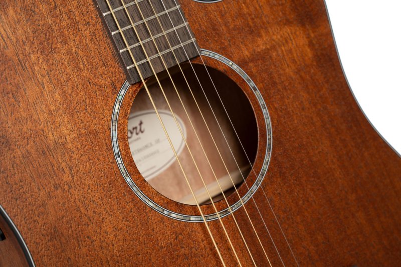 Cort EARTH60MCEOP Earth Series 60 Mahogany Dreadnought Acoustic Electric Guitar, Open Pore