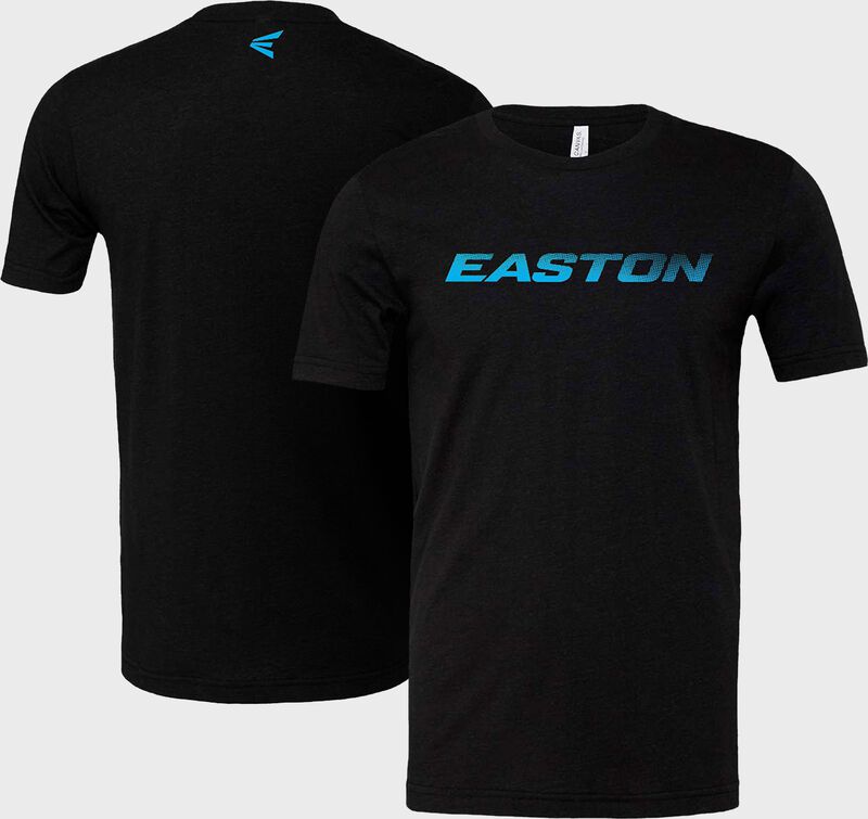Easton Adult Logo T-Shirt - Extra Large - Black Heather/ Blue Fade
