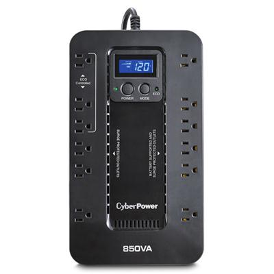 CyberPower EC850LCD Battery Backup UPS  850VA/510W  12 Outlets  LCD Display  120V  Compact  Black