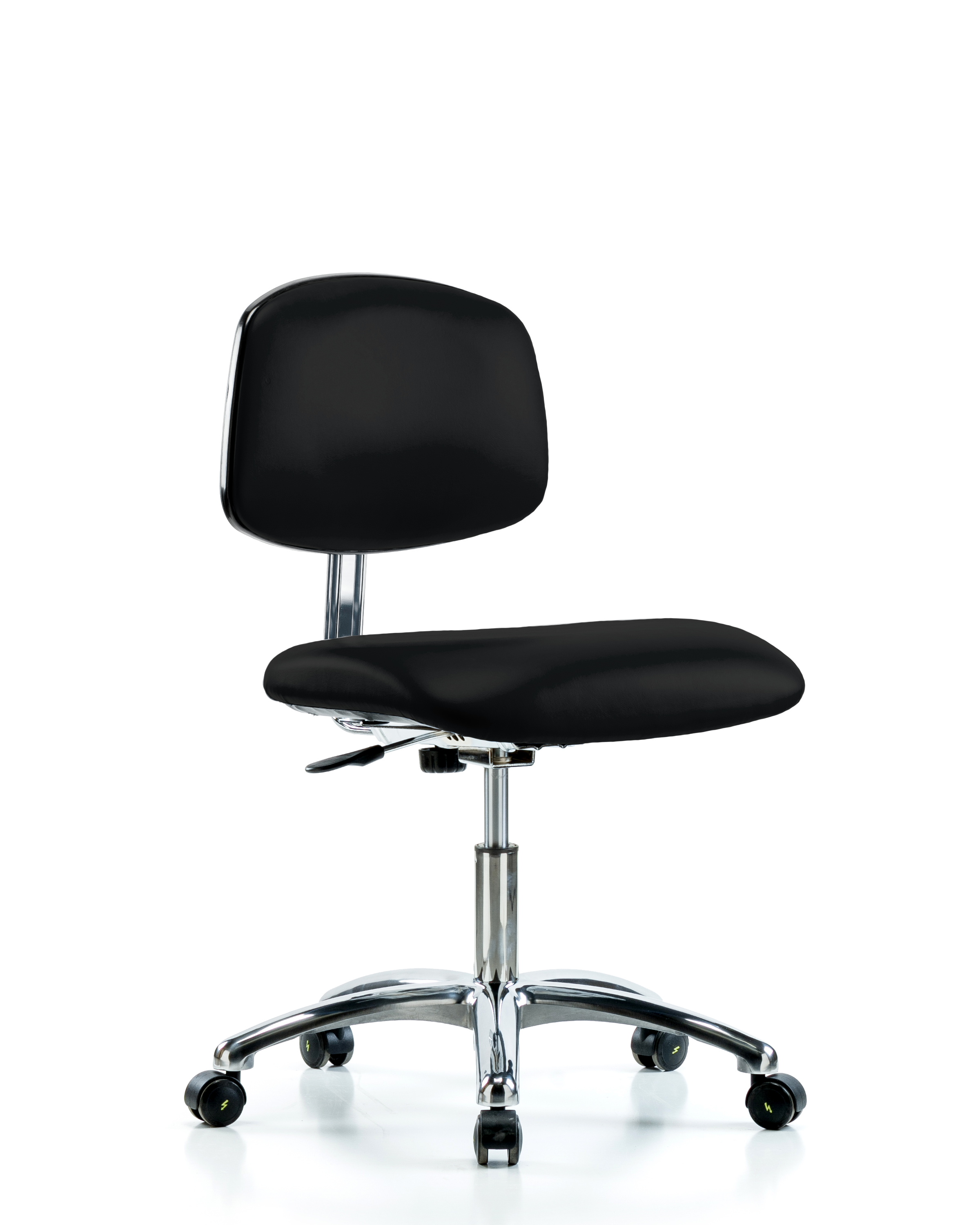 Class 10 Clean Room/ESD Vinyl Chair - Desk Height with ESD Casters in ESD Black Vinyl