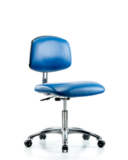 Class 10 Clean Room/ESD Vinyl Chair - Desk Height with ESD Casters in ESD Blue Vinyl