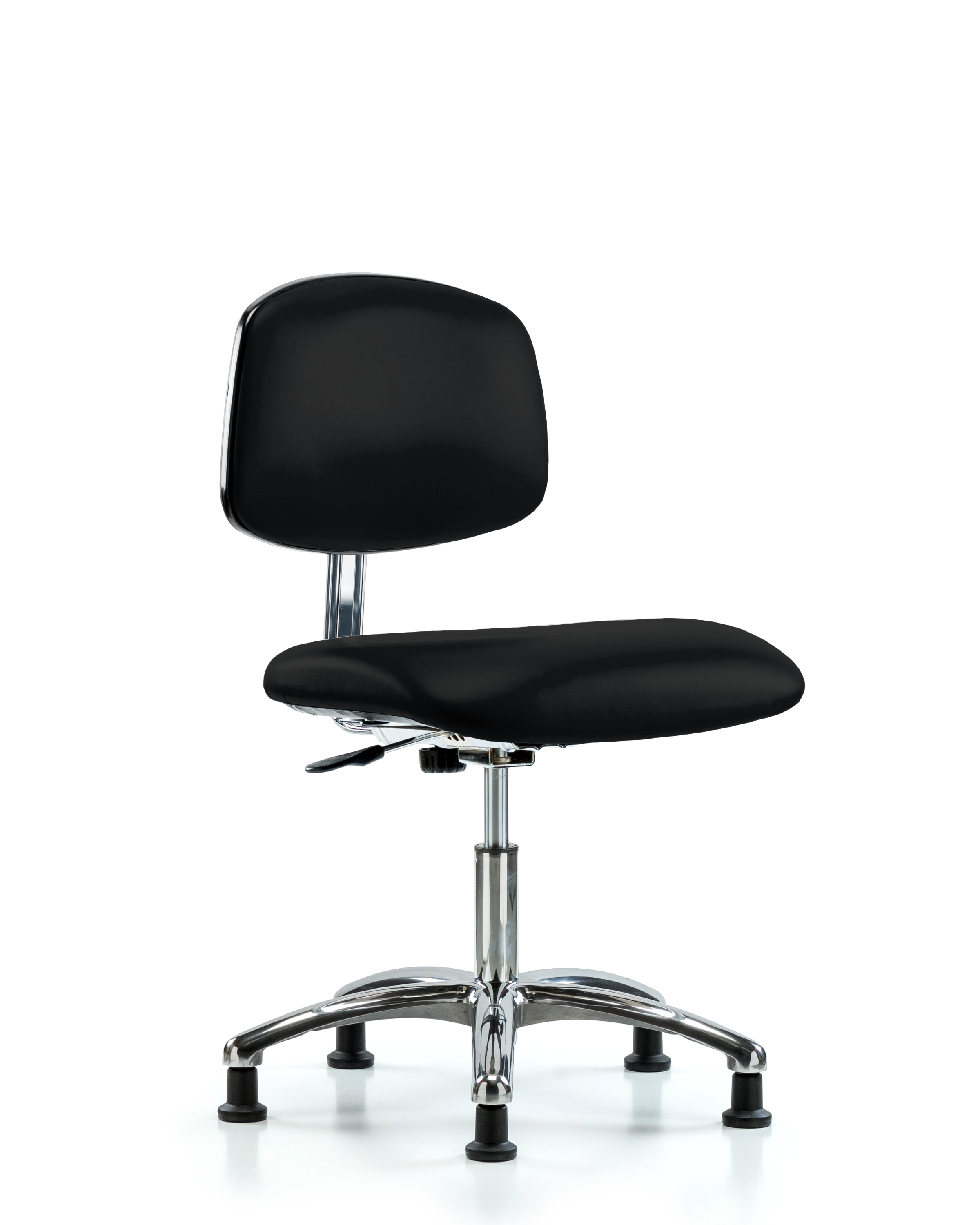 Class 10 Clean Room/ESD Vinyl Chair - Desk Height with ESD Stationary Glides in ESD Black Vinyl