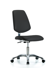 Class 10 Clean Room/ESD Vinyl Chair - Desk Height with Medium Back & ESD Casters in ESD Black Vinyl