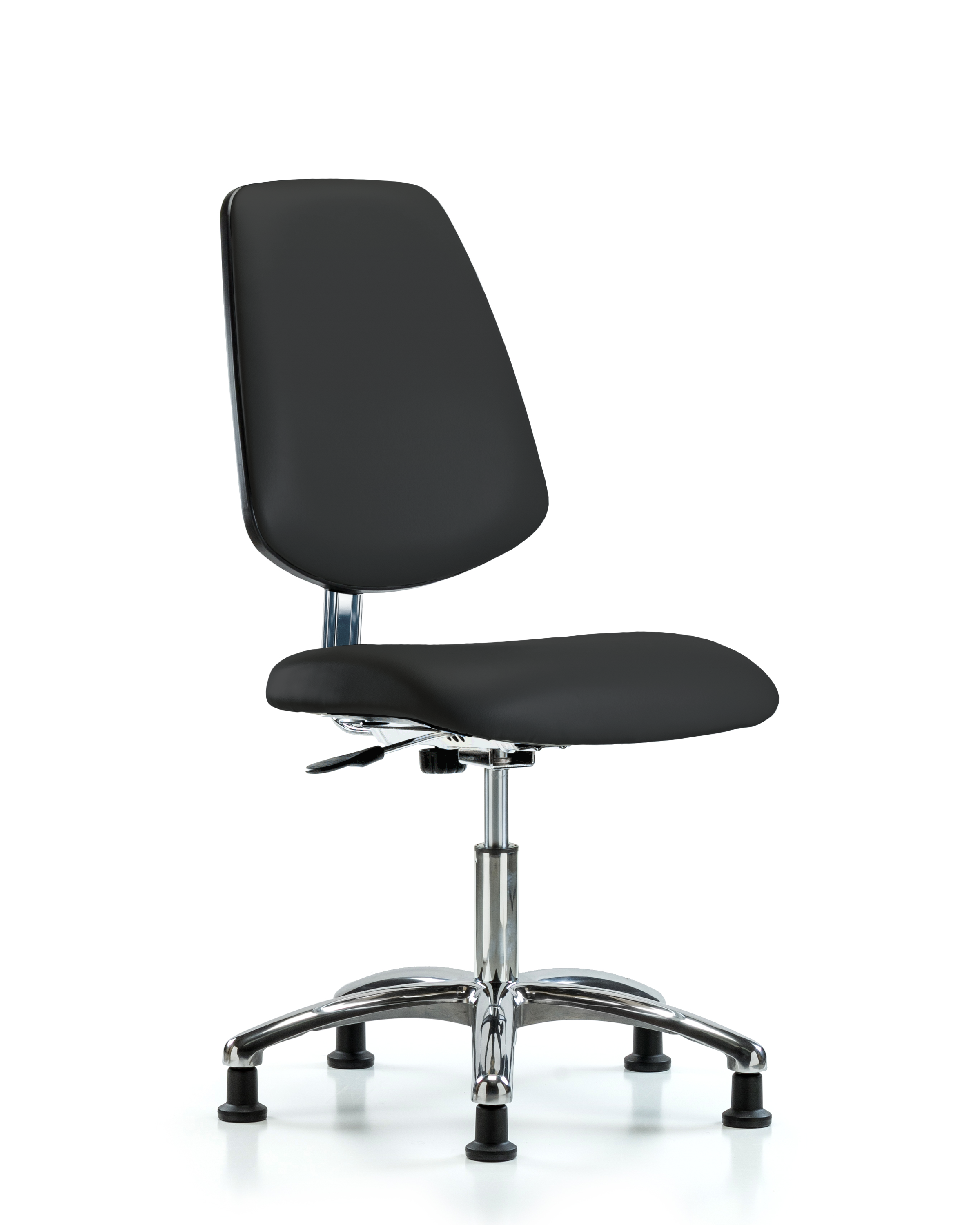Class 10 Clean Room/ESD Vinyl Chair - Desk Height with Medium Back & ESD Stationary Glides in ESD Black Vinyl