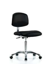 Class 10 Clean Room/ESD Vinyl Chair - Medium Bench Height with ESD Casters in ESD Black Vinyl