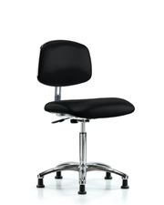 Class 10 Clean Room/ESD Vinyl Chair - Medium Bench Height with ESD Stationary Glides in ESD Black Vinyl
