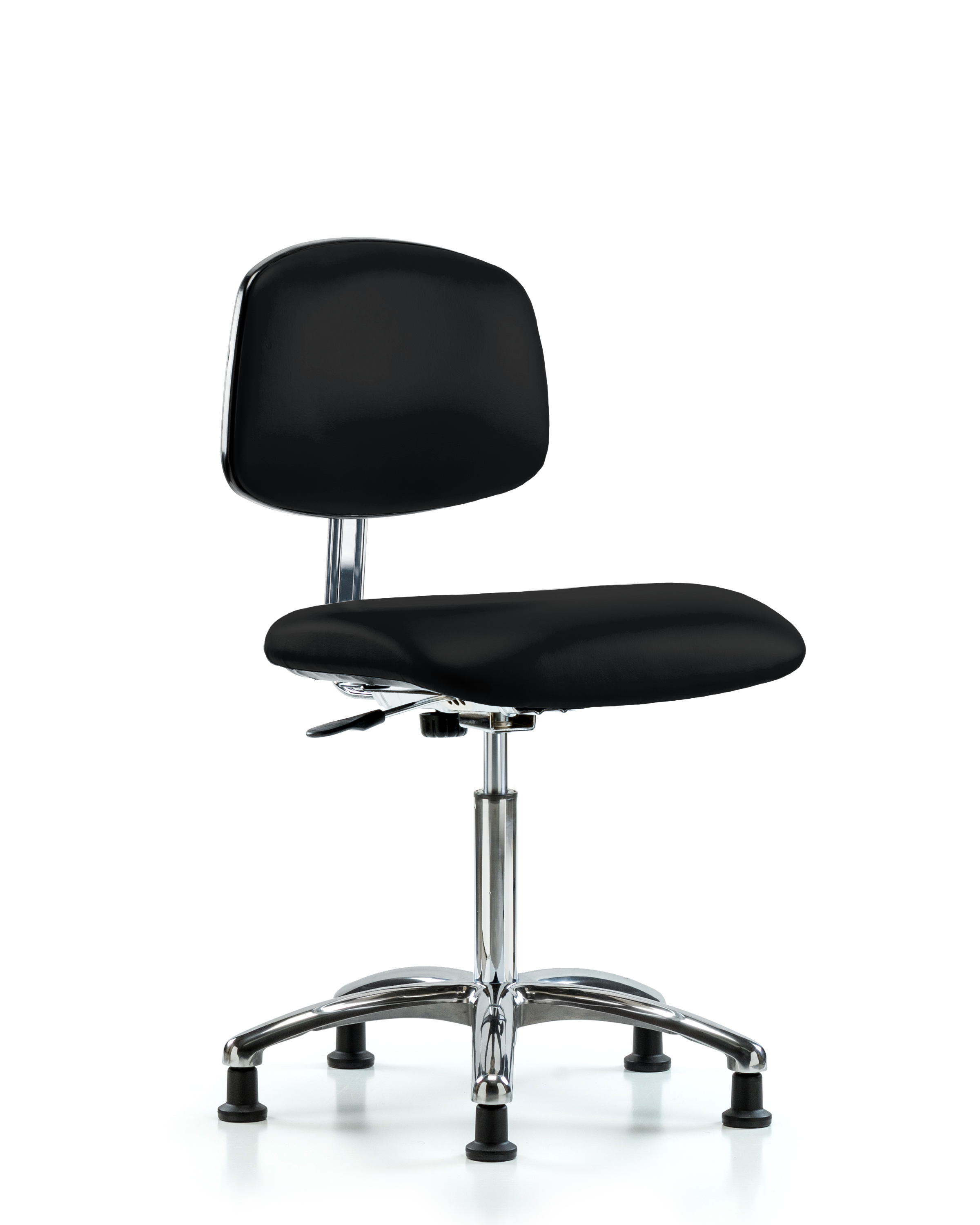 Class 10 Clean Room/ESD Vinyl Chair - Medium Bench Height with ESD Stationary Glides in ESD Black Vinyl