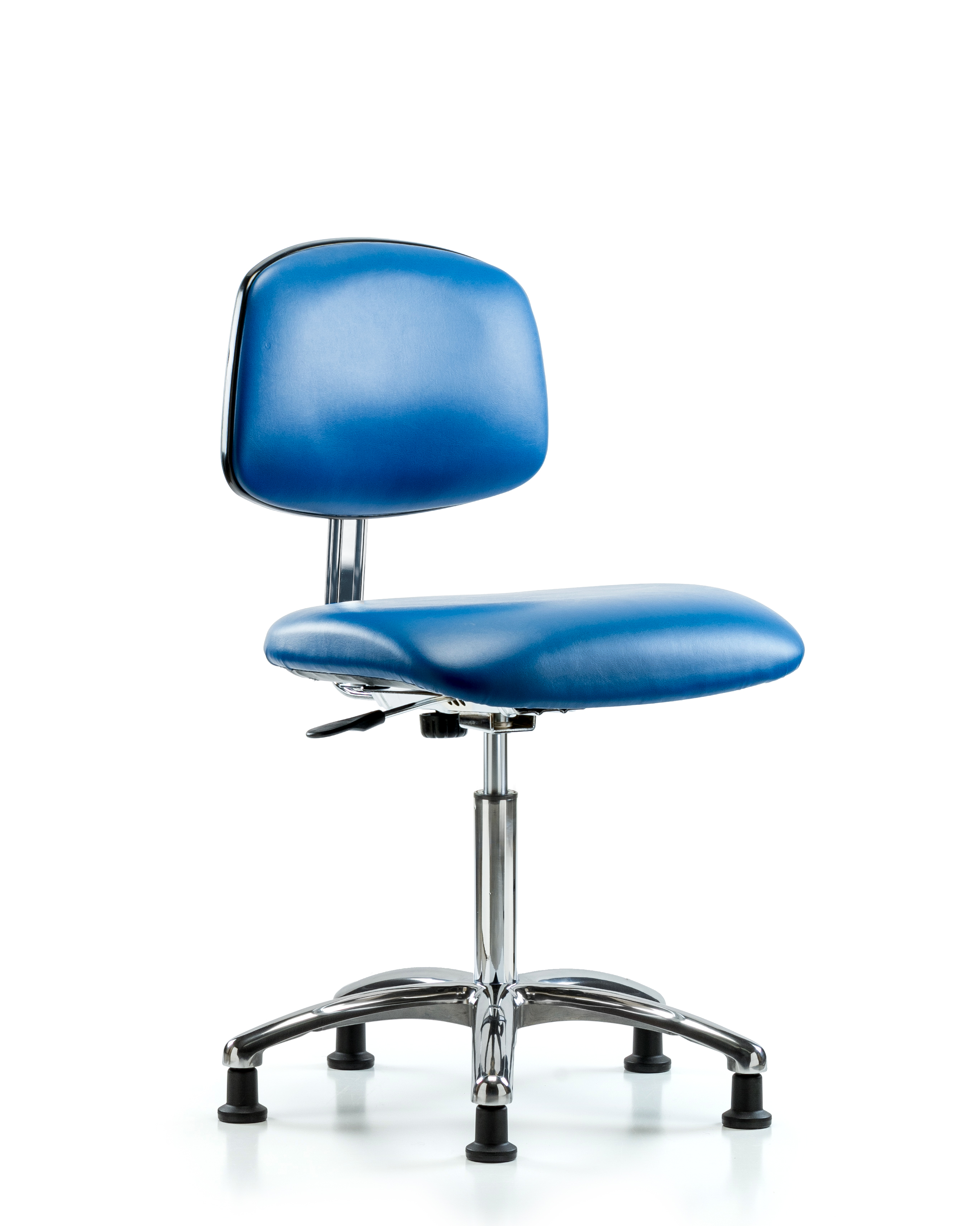 Class 10 Clean Room/ESD Vinyl Chair - Medium Bench Height with ESD Stationary Glides in ESD Blue Vinyl