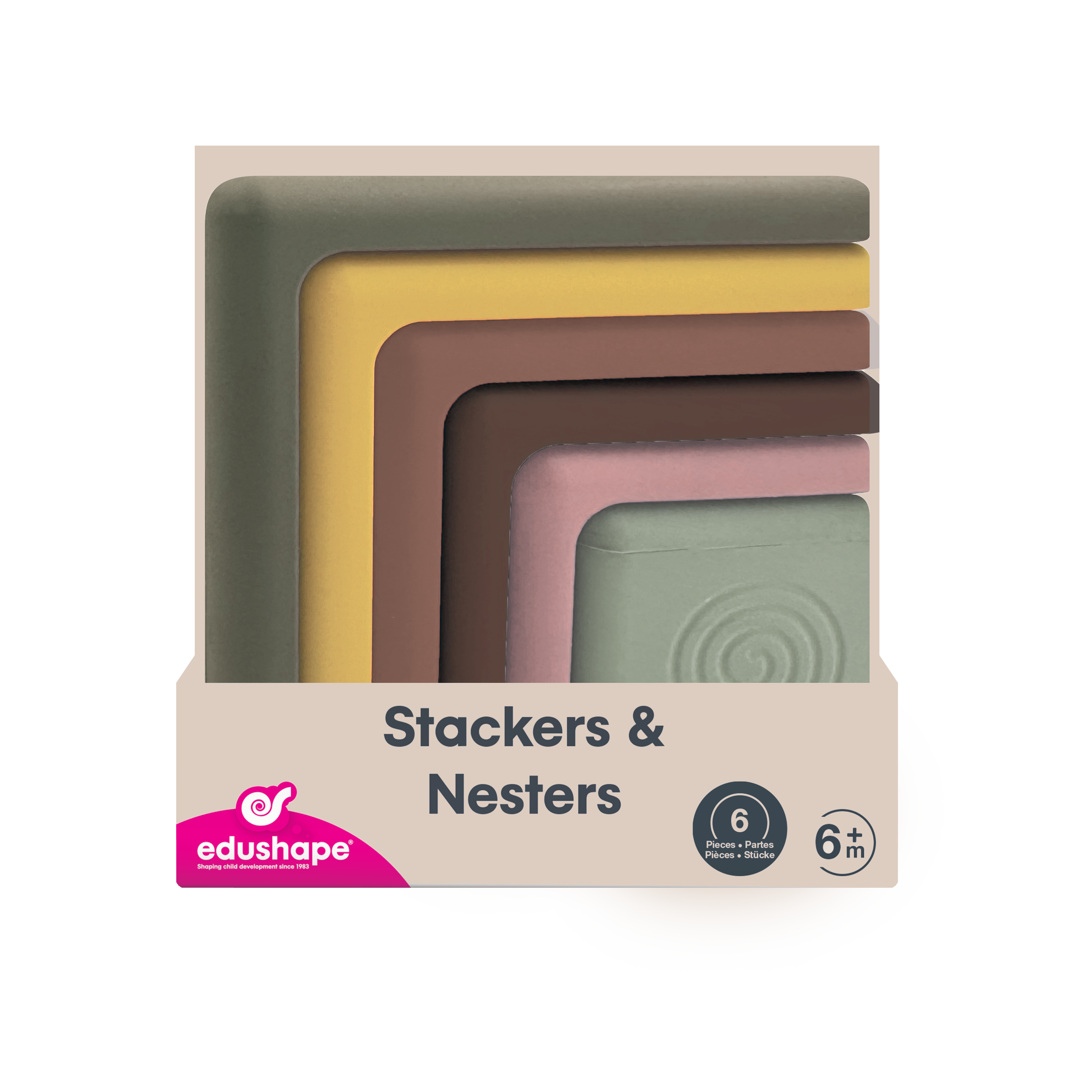 Stackers & Nesters , Boho Chic - Bright Fun and Colorful Blocks for Babies, Stacking Easy-to-Grip Sensory Play