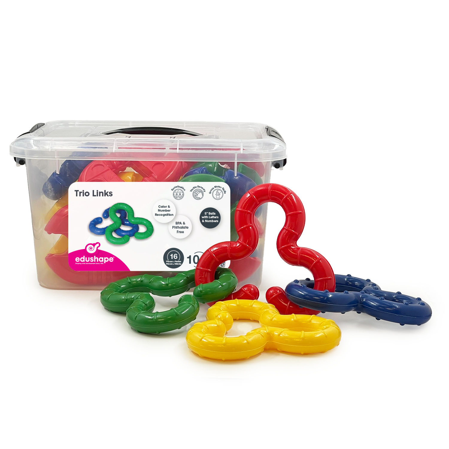 Trio Links - Bright and Fun Linking Toys for Babies and Toddlers, Sensory Engagement