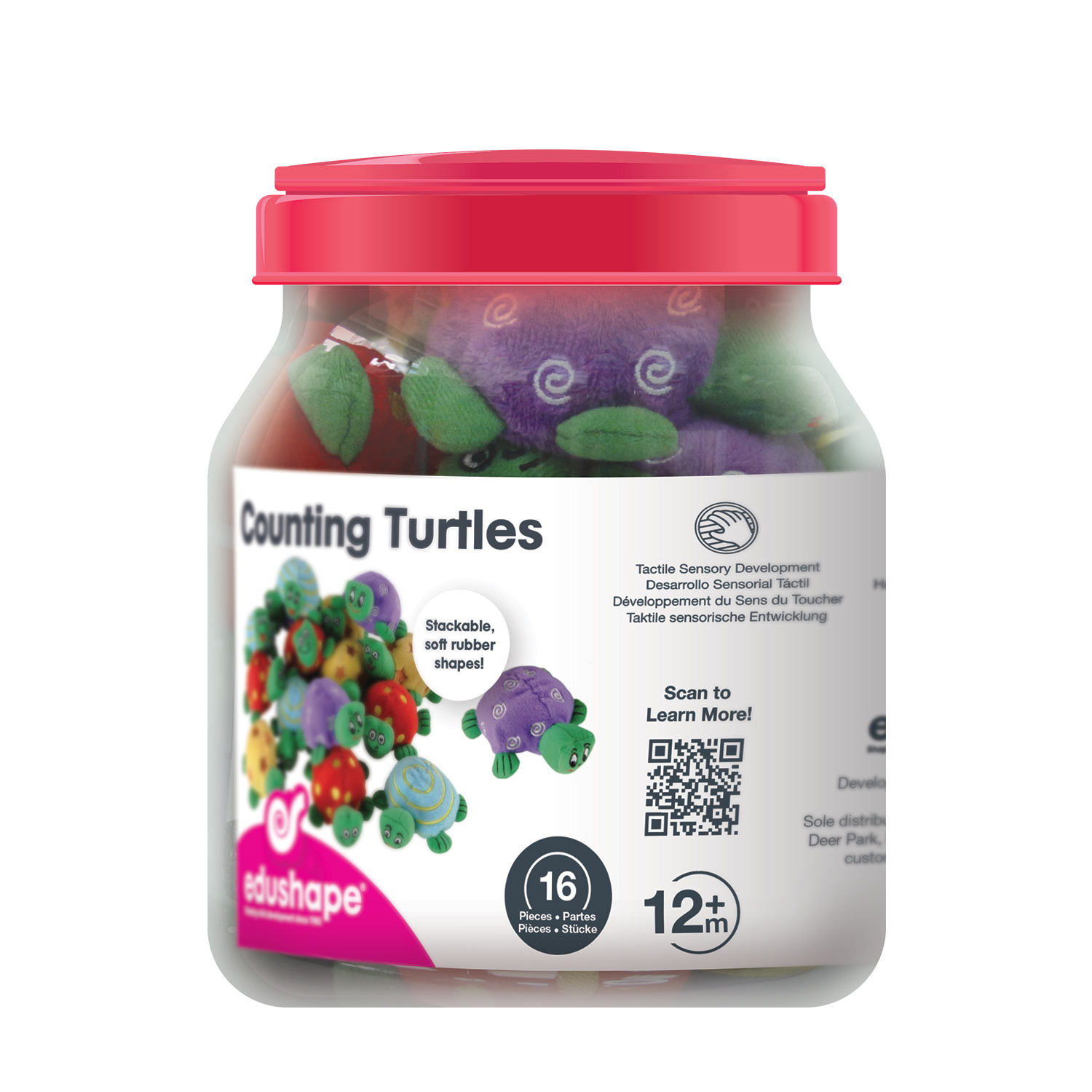 Counting Turles, Jar, 16 pcs - Colorful Linking Fish Toy for Babies and Toddlers, Fine Motor and Sensory Development Play