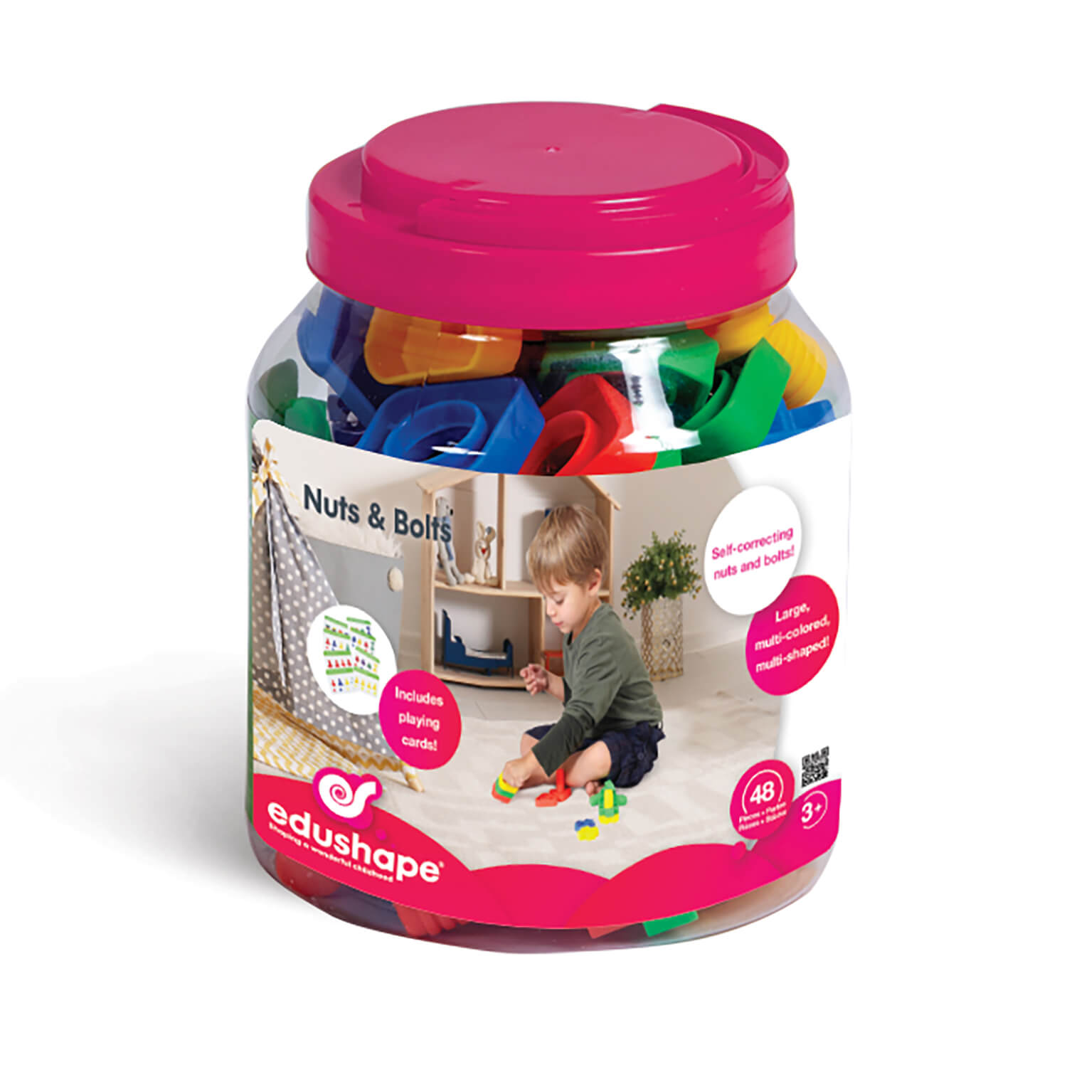 Nuts & Bolts, 144 pcs - Bright and Fun Linking Toys for Babies and Toddlers, Sensory Engagement