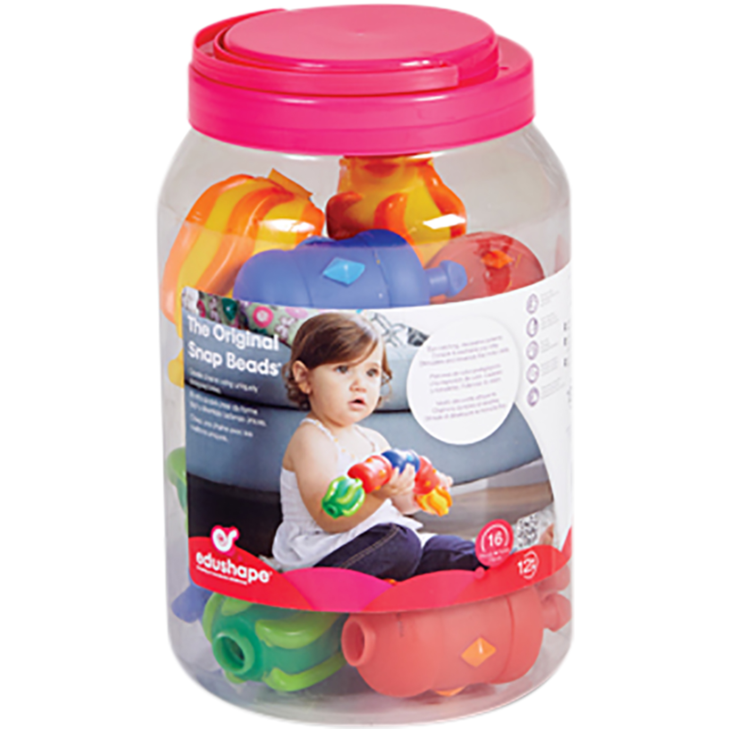 Sensory Snap Beads, Jar, Set of 12 pcs- Bright and Fun Linking Toys for Babies and Toddlers, Sensory Engagement
