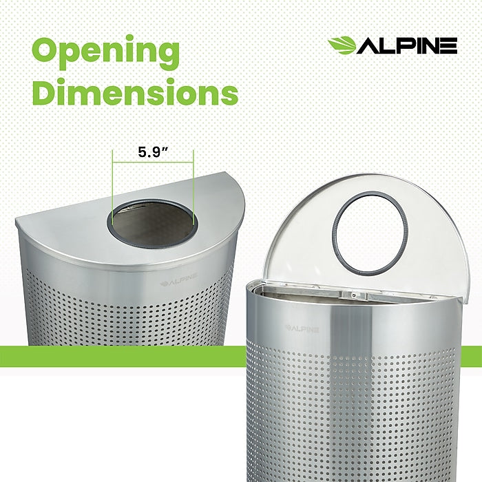 12 Gallon Stainless Steel Perforated Half Round Decorative Waste Receptacle