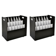 21-Slot Black Mobile Rolling Wood Blueprint Roll File Large Document Organizer 2 Pack