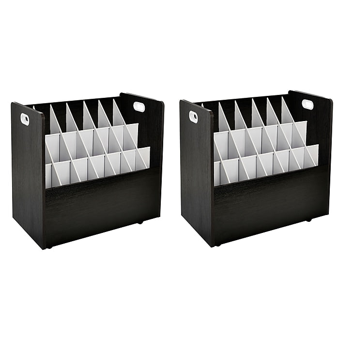 21-Slot Black Mobile Rolling Wood Blueprint Roll File Large Document Organizer 2 Pack