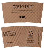 EcoGrip Hot Cup Sleeves - Renewable & Compostable, At least 85% Post-Consumer Fiber - Case of 1300