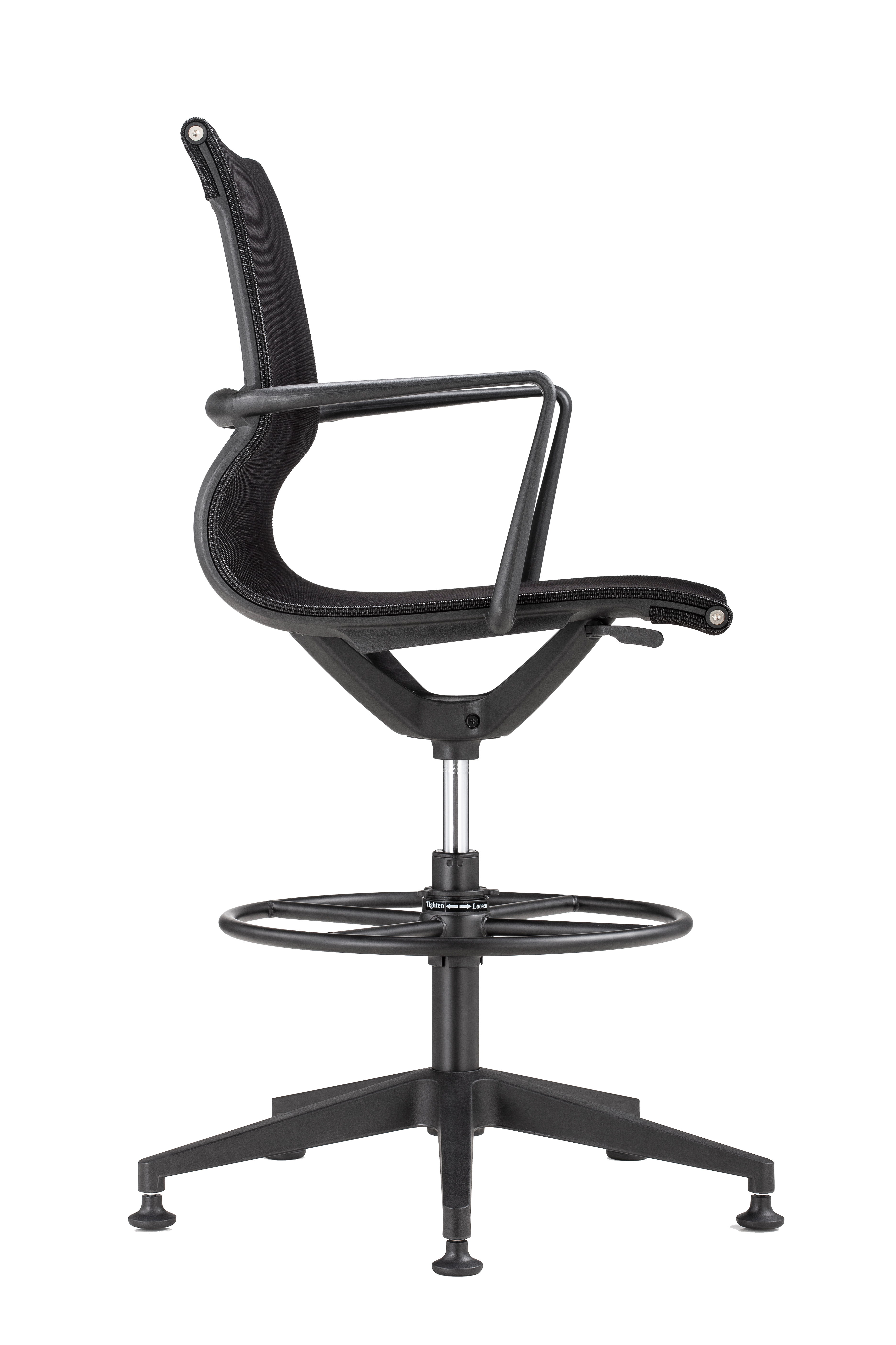 Kinetic Stool Black Frame Designer Spider Mesh Colors - Black Fabric