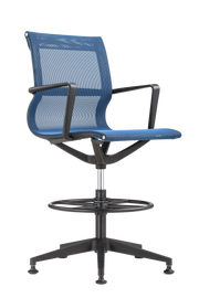 Kinetic Stool Black Frame Designer Spider Mesh Colors - Blue Fabric