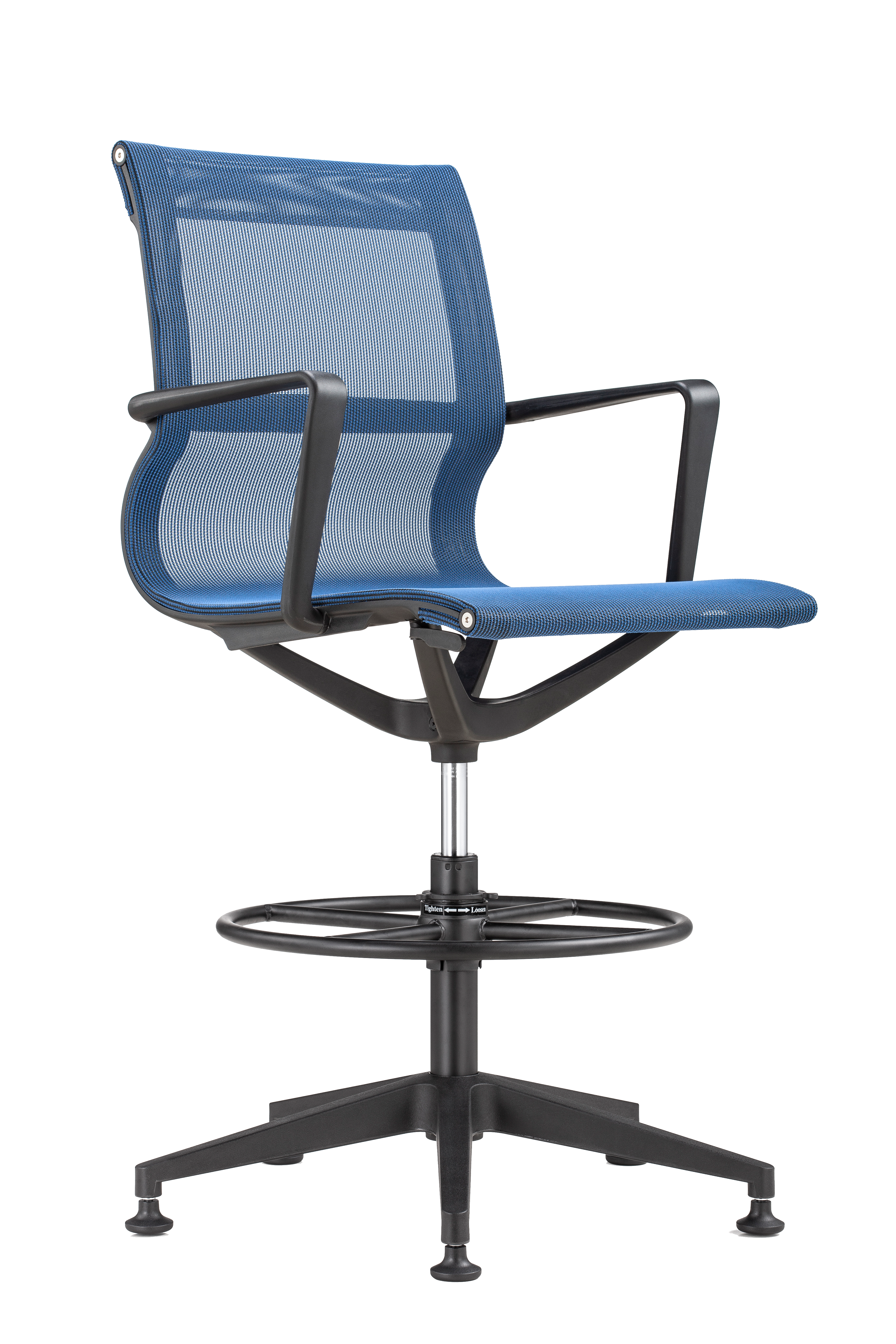 Kinetic Stool Black Frame Designer Spider Mesh Colors - Blue Fabric