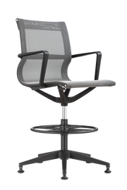 Kinetic Stool Black Frame Designer Spider Mesh Colors - Grey Fabric