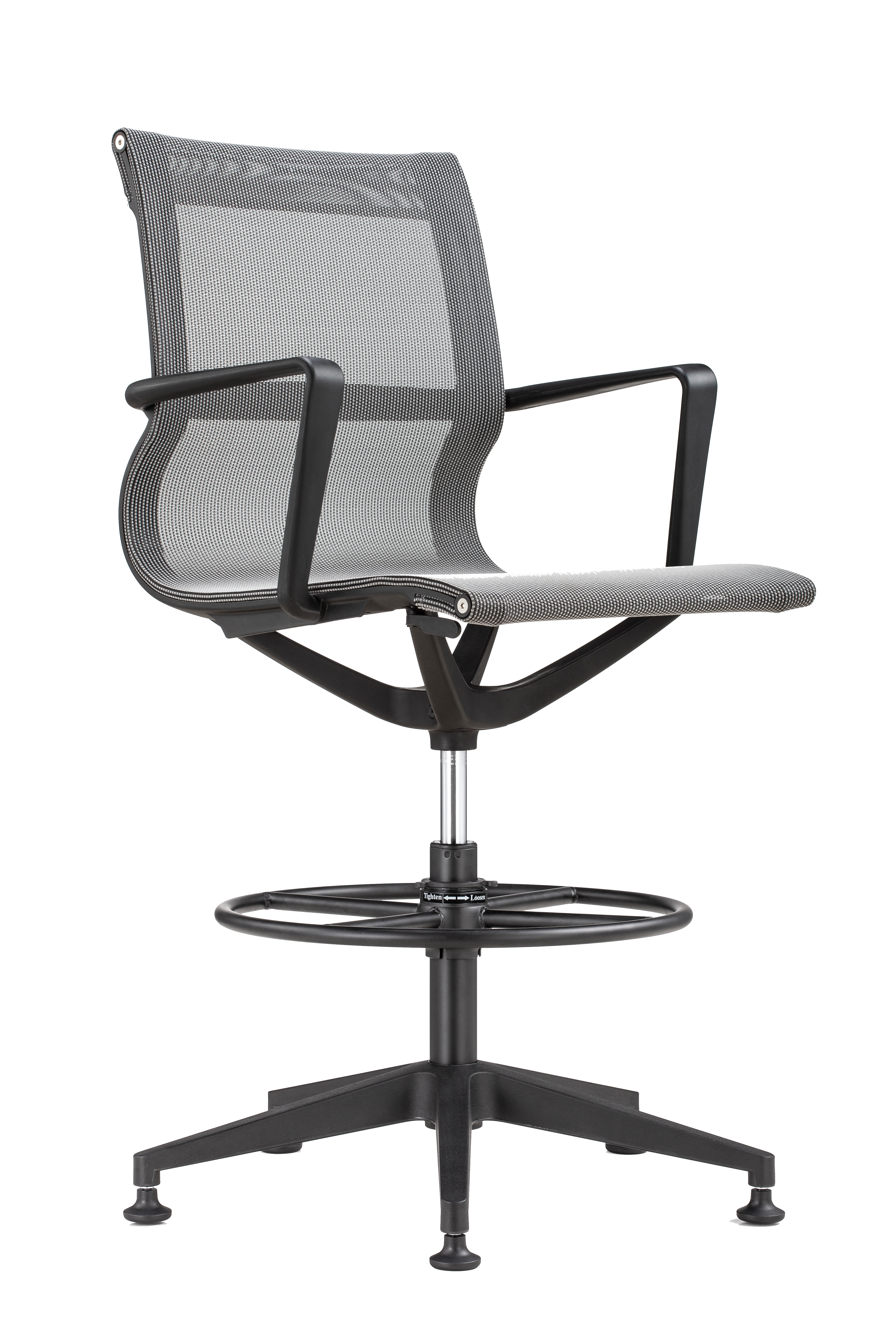 Kinetic Stool Black Frame Designer Spider Mesh Colors - Grey Fabric