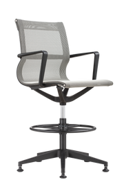 Kinetic Stool Black Frame Designer Spider Mesh Colors - Ivory Fabric