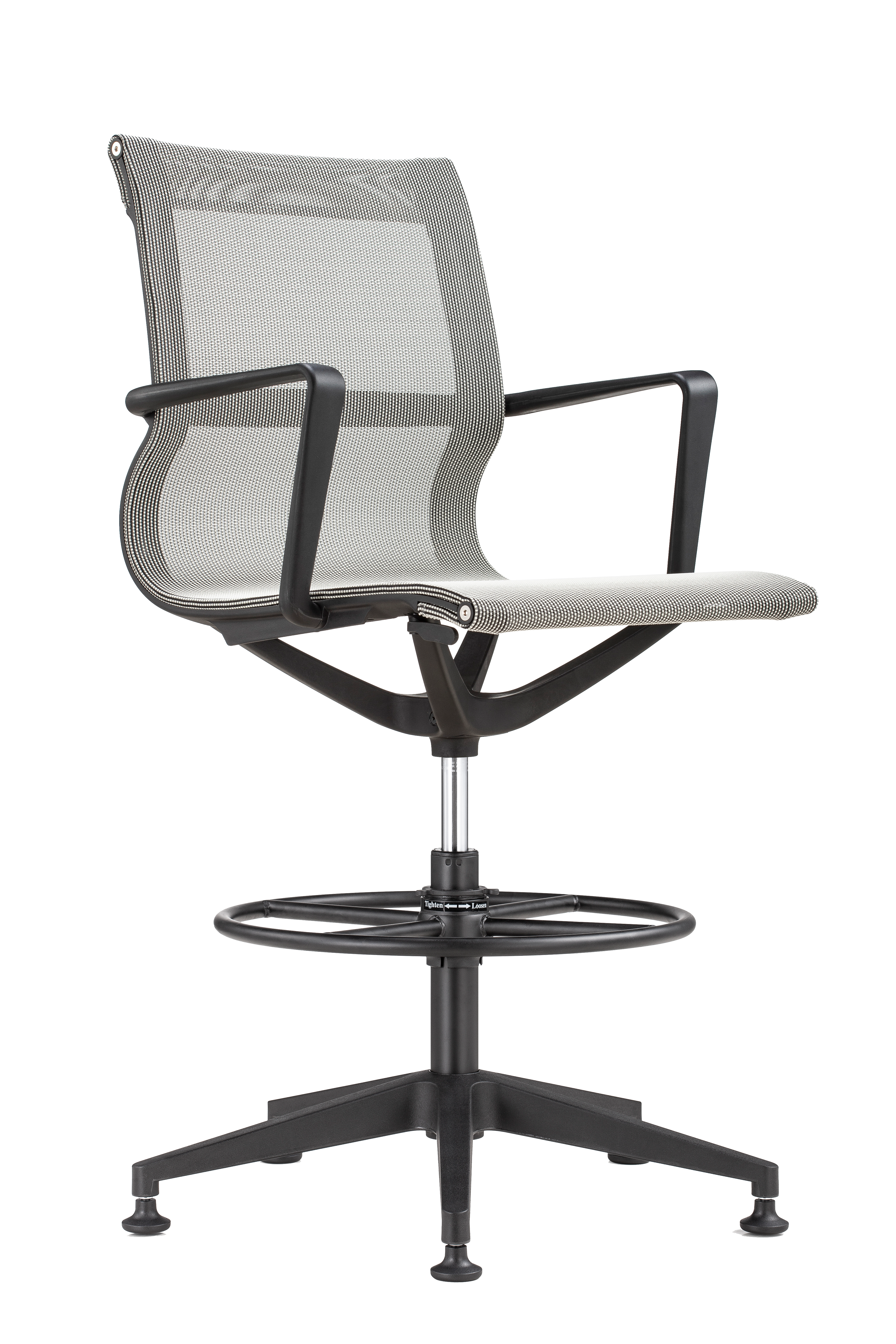 Kinetic Stool Black Frame Designer Spider Mesh Colors - Ivory Fabric