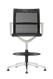 Kinetic Stool White Frame Designer Spider Mesh Colors - Black Fabric