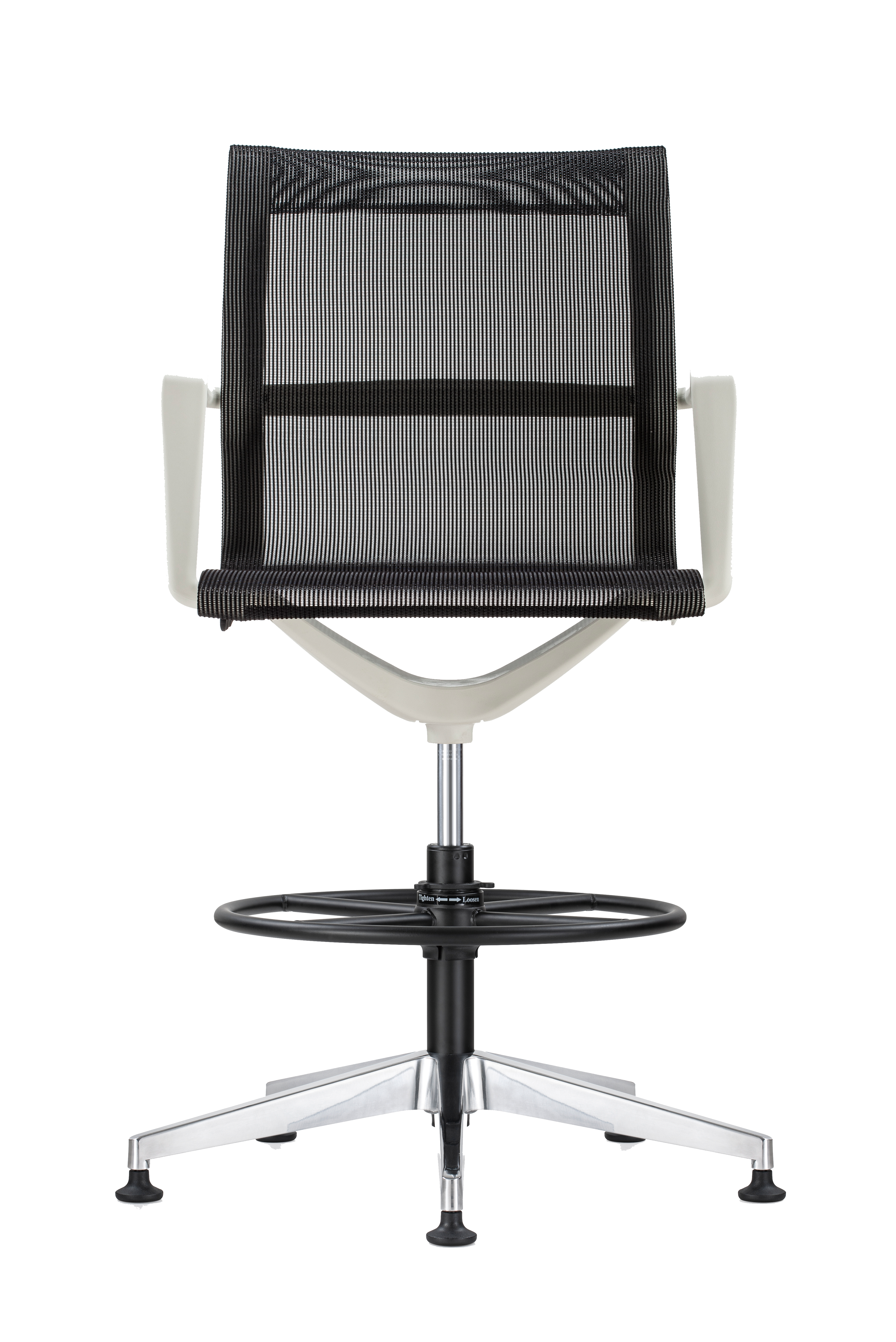 Kinetic Stool White Frame Designer Spider Mesh Colors - Black Fabric