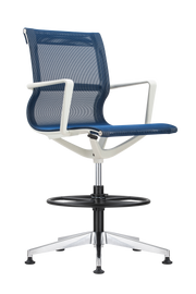 Kinetic Stool White Frame Designer Spider Mesh Colors - Blue Fabric