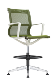 Kinetic Stool White Frame Designer Spider Mesh Colors - Green Fabric