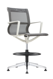 Kinetic Stool White Frame Designer Spider Mesh Colors - Grey Fabric