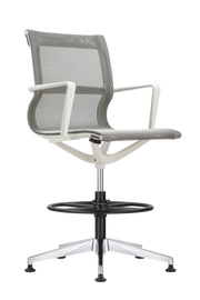 Kinetic Stool White Frame Designer Spider Mesh Colors - Ivory Fabric