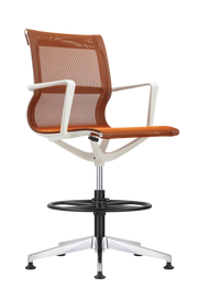 Kinetic Stool White Frame Designer Spider Mesh Colors - Orange Fabric