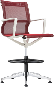 Kinetic Stool White Frame Designer Spider Mesh Colors - Red Fabric
