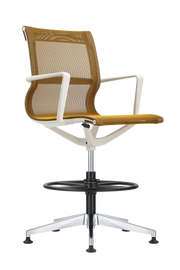 Kinetic Stool White Frame Designer Spider Mesh Colors - Yellow Fabric