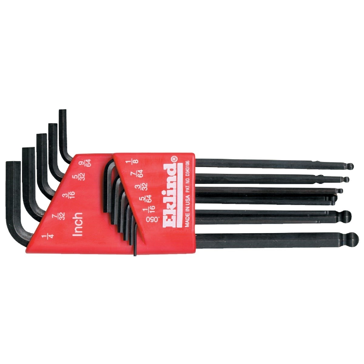 Ball End Hex Key Set, Ball-Hex-L Key Set 11pc. Set .050"-1/4",Long