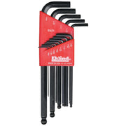 Ball End Hex Key Set, Ball-Hex-L Key Set 13pc. Set .050"-3/8",Long