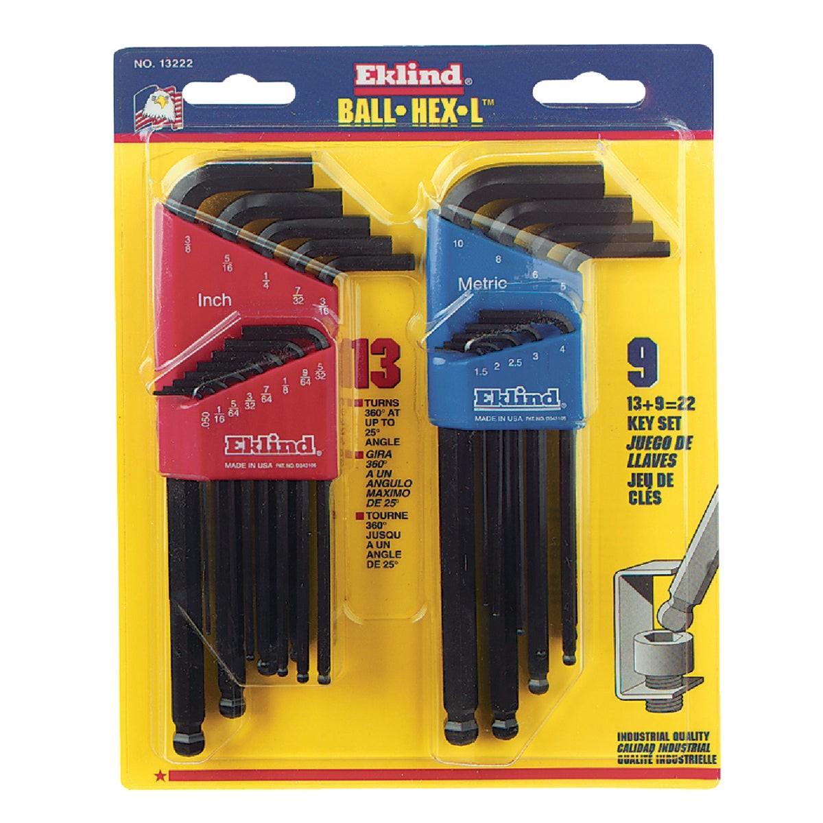 Ball End Hex Key Set, Ball-Hex-L Key Set Combo Pack, 13213 & 13609
