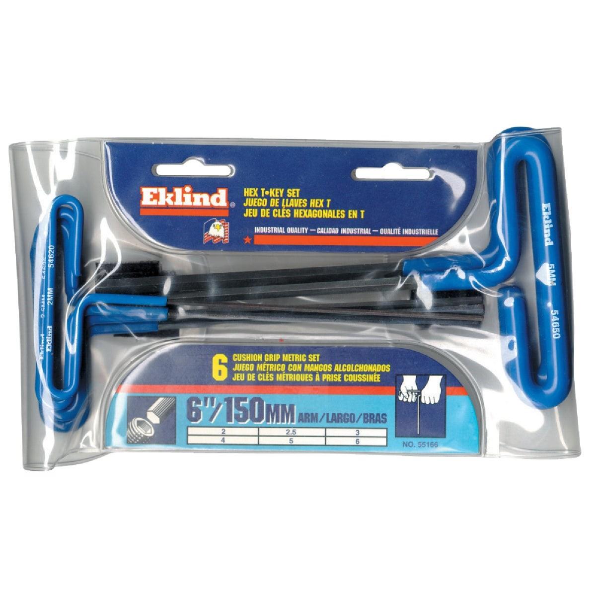 Eklind 6 pc, 6" cushion grip metric T-handle Hex Key Set, 9.6 oz