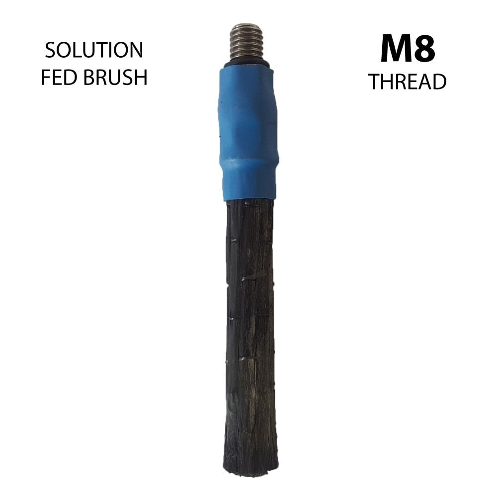 M8 Solution Fed TIP Brush 3 pack. M8 threaded rigid brush to suit M8 Feeder Unit.