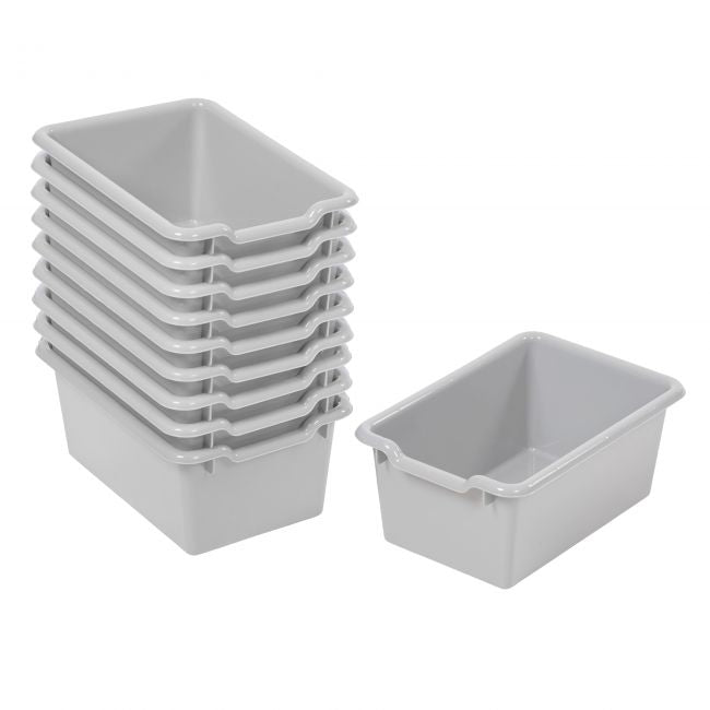 Scoop Front Storage Bins 10-Pack - Light Grey