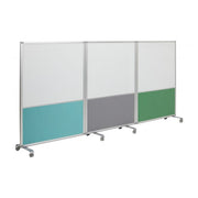 Mobile Dry-Erase and Flannel Split 3-Panel Room Divider 4' High - Contemporary