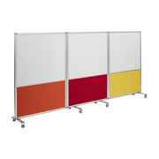 Mobile Dry-Erase and Flannel Split 3-Panel Room Divider 4' High - Primary