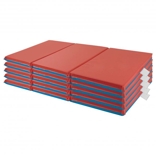 Premium Folding Rest Mat 3-Section 2in 5-Pack - Blue/Red
