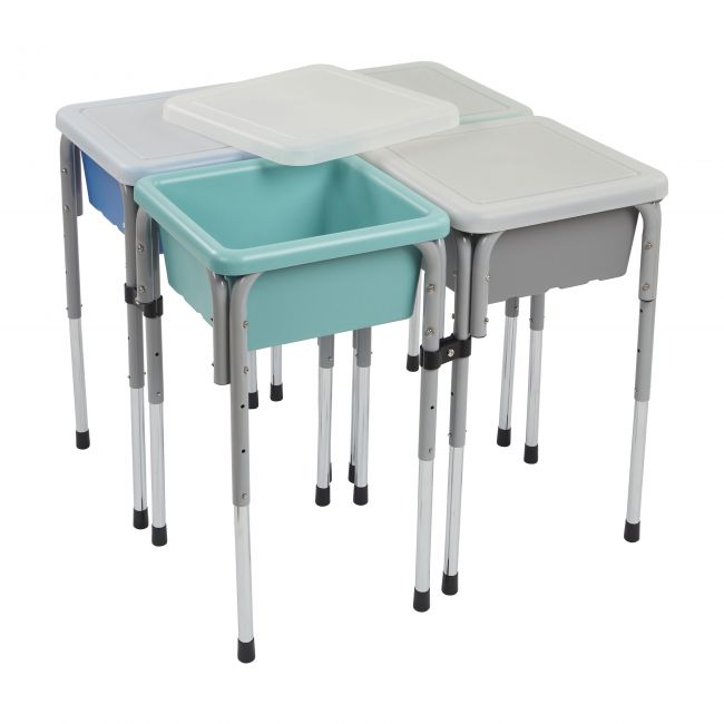 4 Station Square Sand and Water Table with Lids - Contemporary