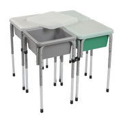 4 Station Square Sand and Water Table with Lids - Grey/Emerald