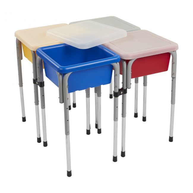 4 Station Square Sand and Water Table with Lids - Primary